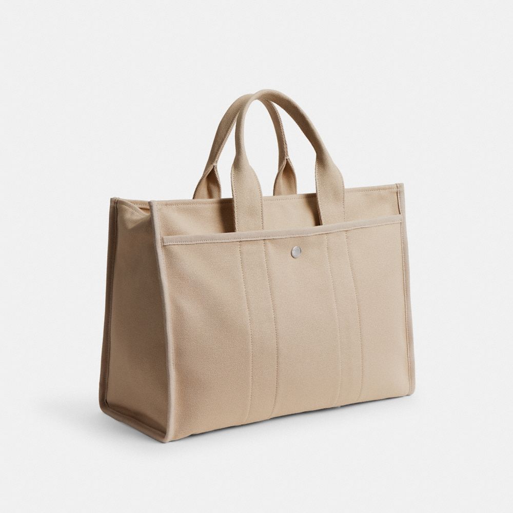 COACH®,Cargo Tote Bag 42,Cotton,Tote,Sustainable,Silver Metal,Casual,,Angle View