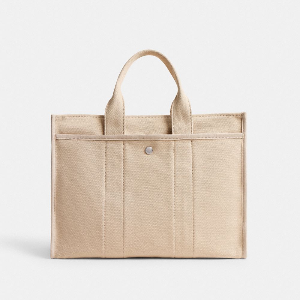 COACH®,Cargo Tote Bag 42,Cotton,Tote,Sustainable,Silver Metal,Casual,,Back View