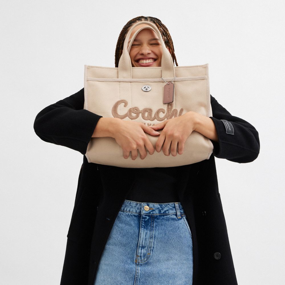 COACH®,Cargo Tote Bag 42,Cotton,Tote,Sustainable,Silver Metal,Casual,,Detail View