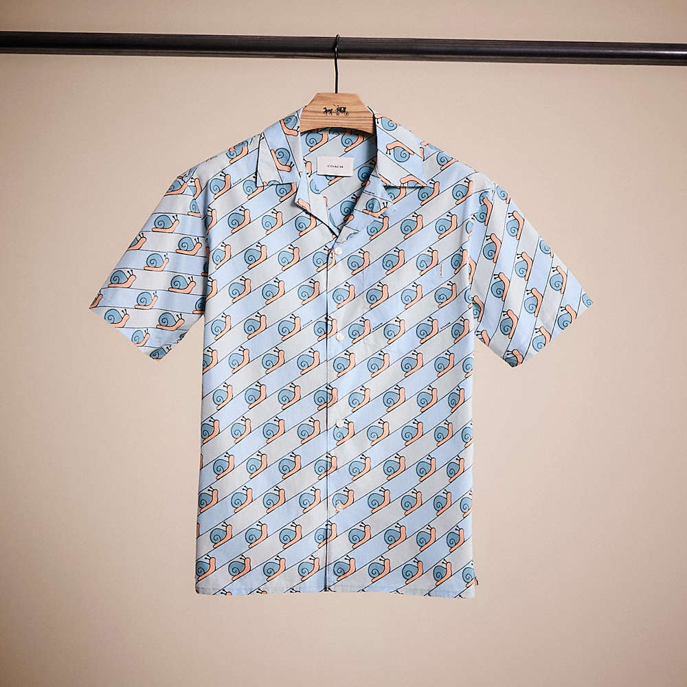 Shop Coach Restored Snail Camp T Shirt In Organic Cotton In Blue