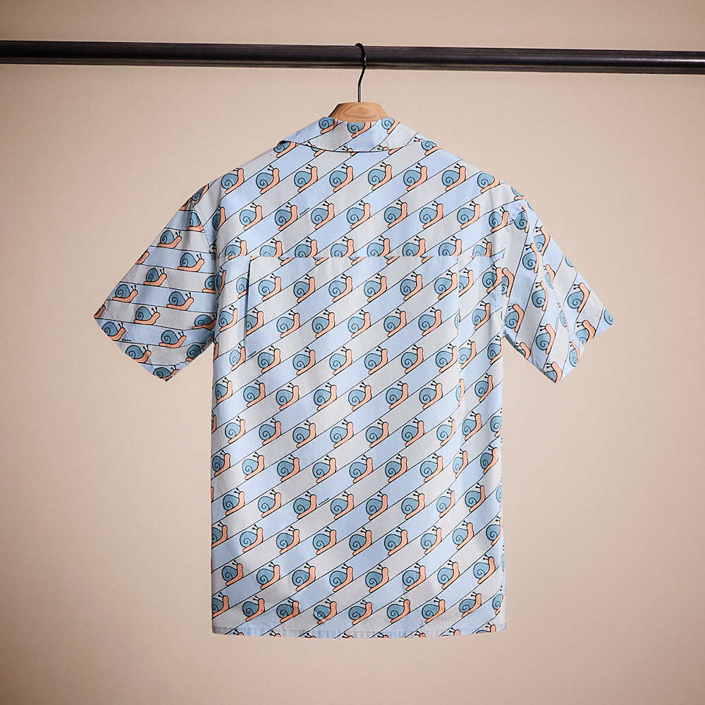 Shop Coach Restored Snail Camp T Shirt In Organic Cotton In Blue