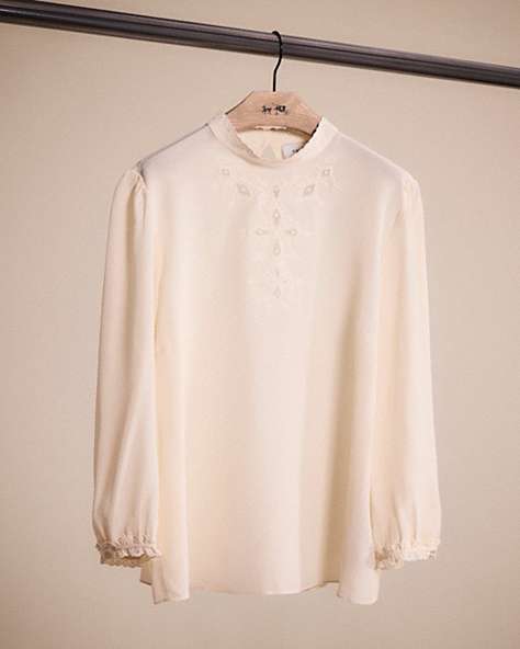 COACH®,RESTORED EMBROIDERED TOP,Cream,Front View