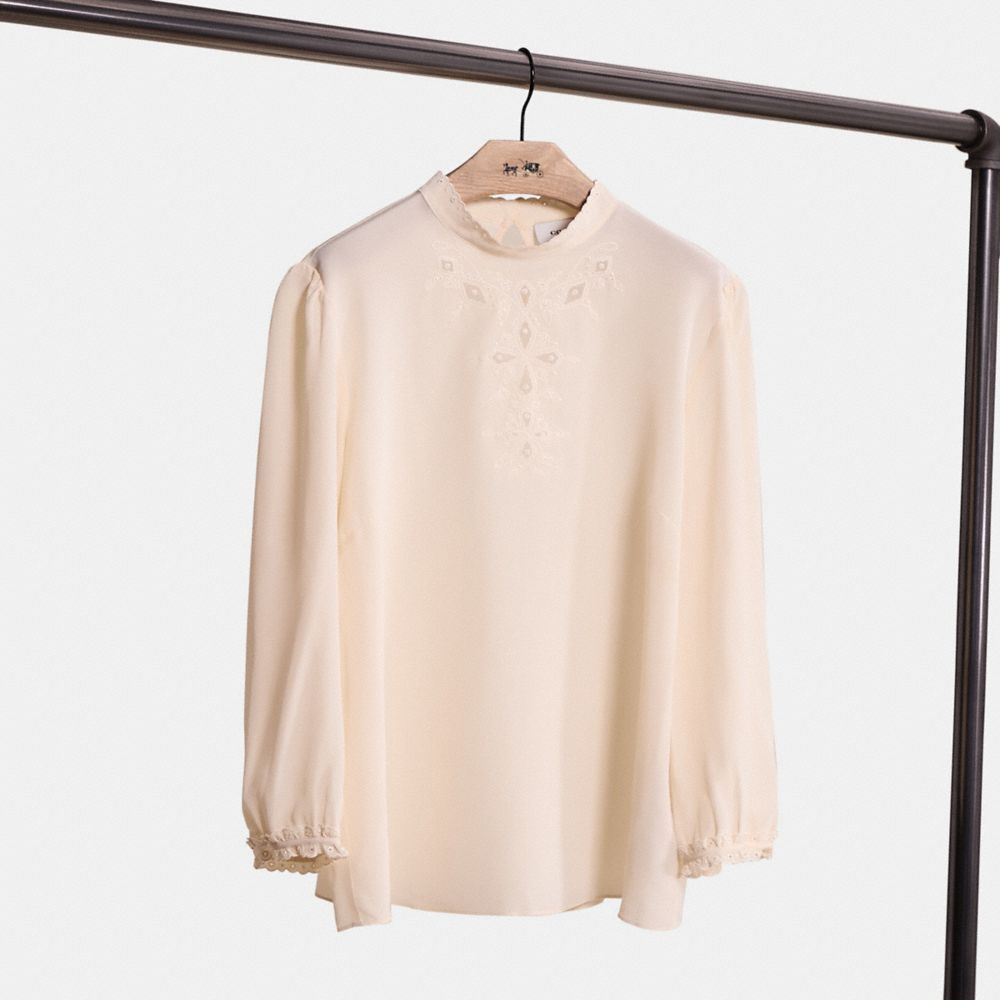 Coach Restored Embroidered Top In Cream