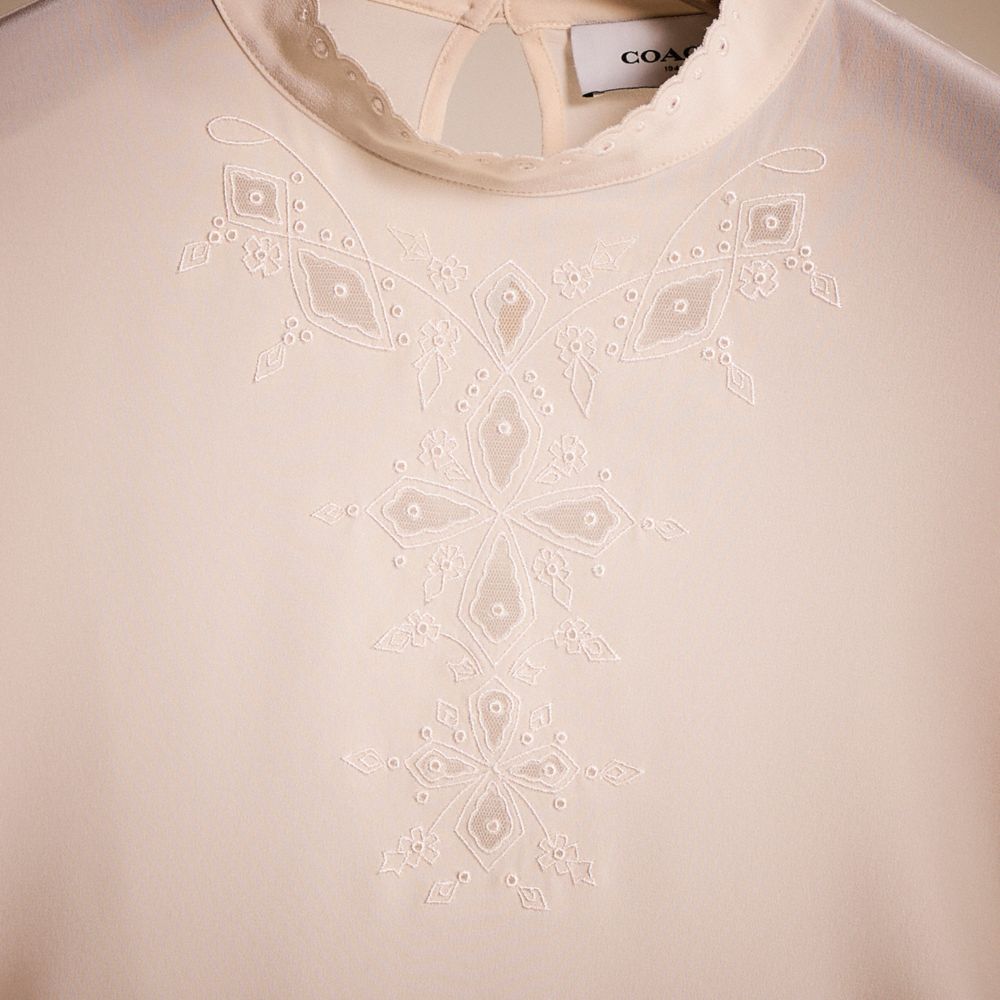 COACH®,RESTORED EMBROIDERED TOP,Cream,Scale View