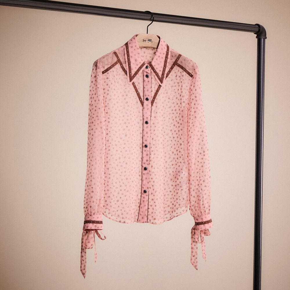COACH®,RESTORED STAR PRINT BLOUSE,Pink,Front View
