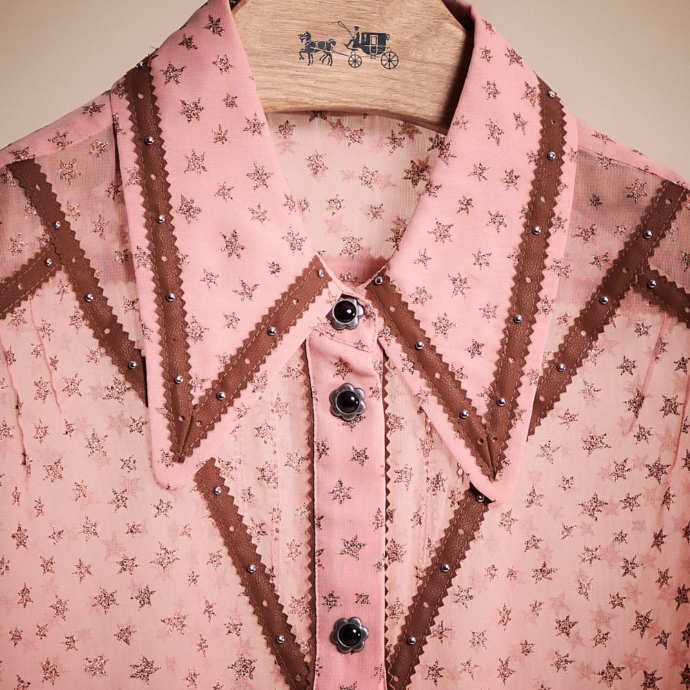 COACH®,RESTORED STAR PRINT BLOUSE,Pink,Scale View