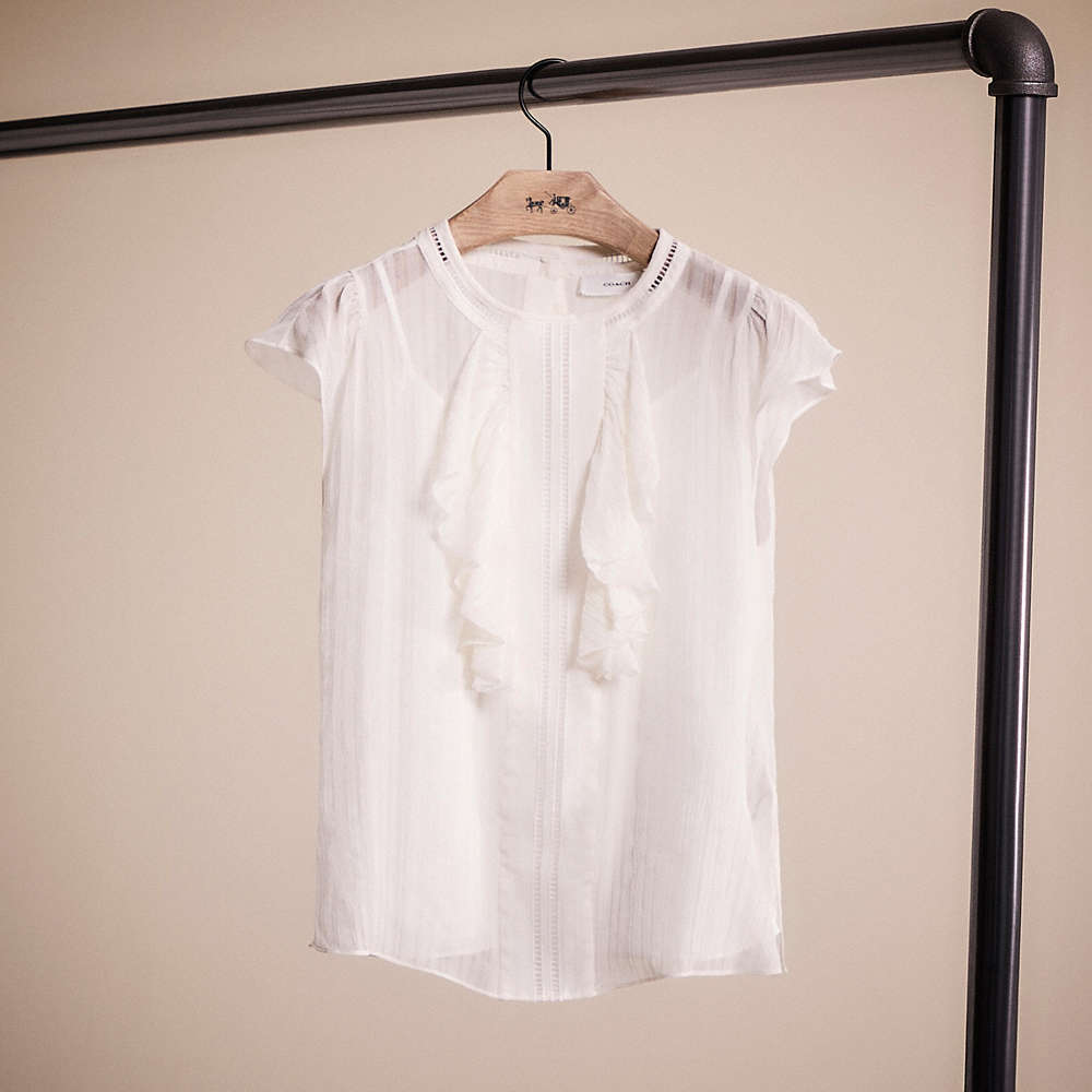Shop Coach Restored Ruffle Blouse In Ivory