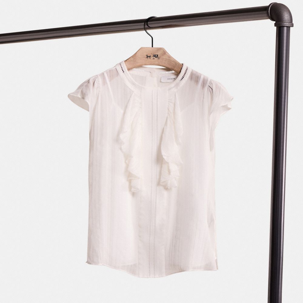 Coach Restored Ruffle Blouse In Ivory