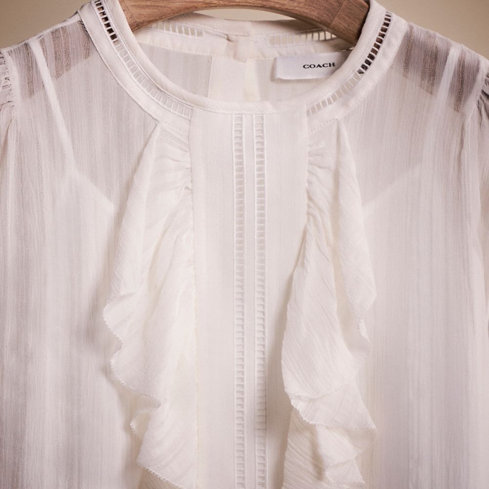 COACH®,RESTORED RUFFLE BLOUSE,Ivory,Scale View