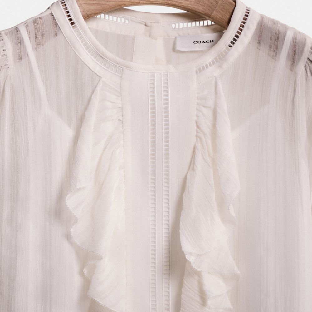 COACH®,RESTORED RUFFLE BLOUSE,Ivory,Scale View