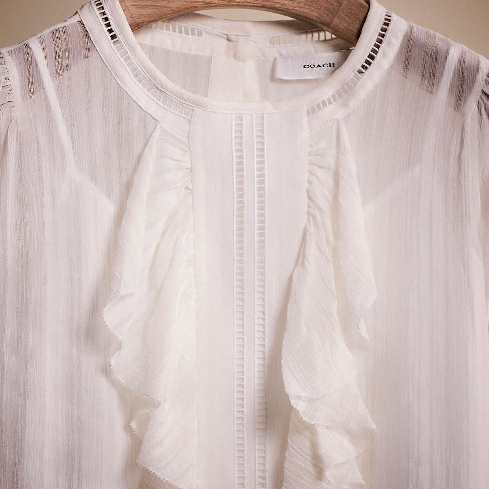 Shop Coach Restored Ruffle Blouse In Ivory
