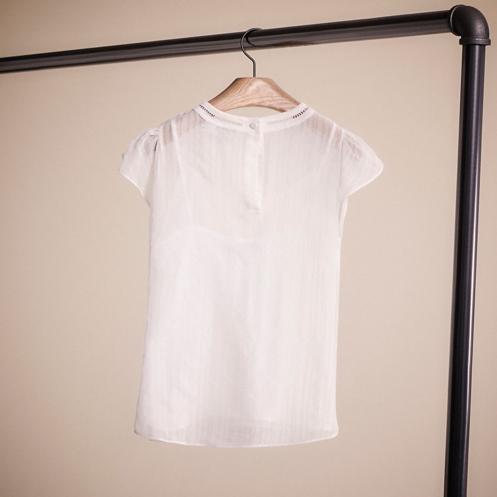 COACH®,RESTORED RUFFLE BLOUSE,Ivory,Back View