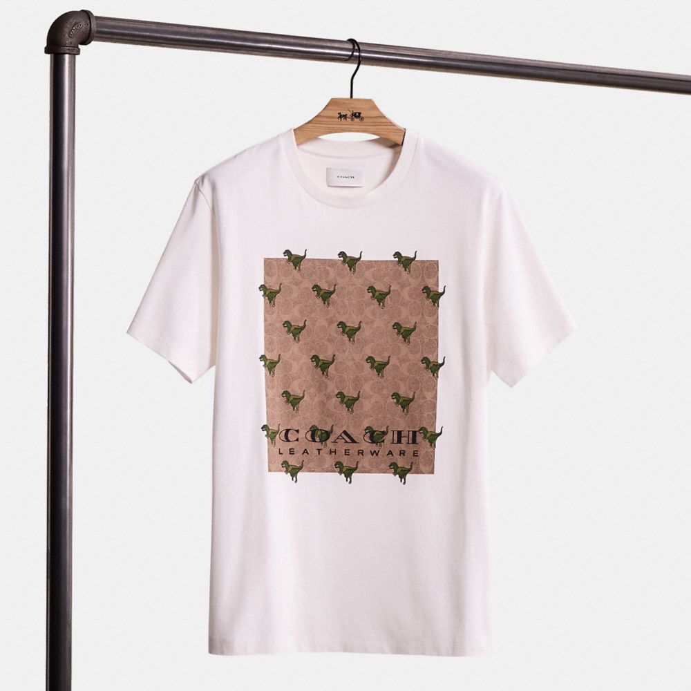 Coach Restored Signature Rexy T Shirt In Organic Cotton In White/khaki