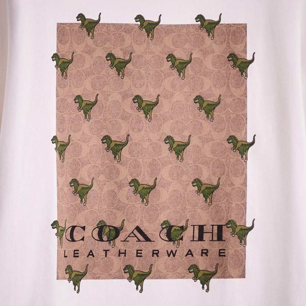COACH®,Restored Signature Rexy T Shirt In Organic Cotton,Organic Cotton,T Shirt,No Embellishment,Casual,White,Scale View