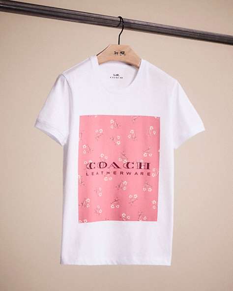 COACH®,RESTORED FLORAL PRINT T-SHIRT,White,Front View