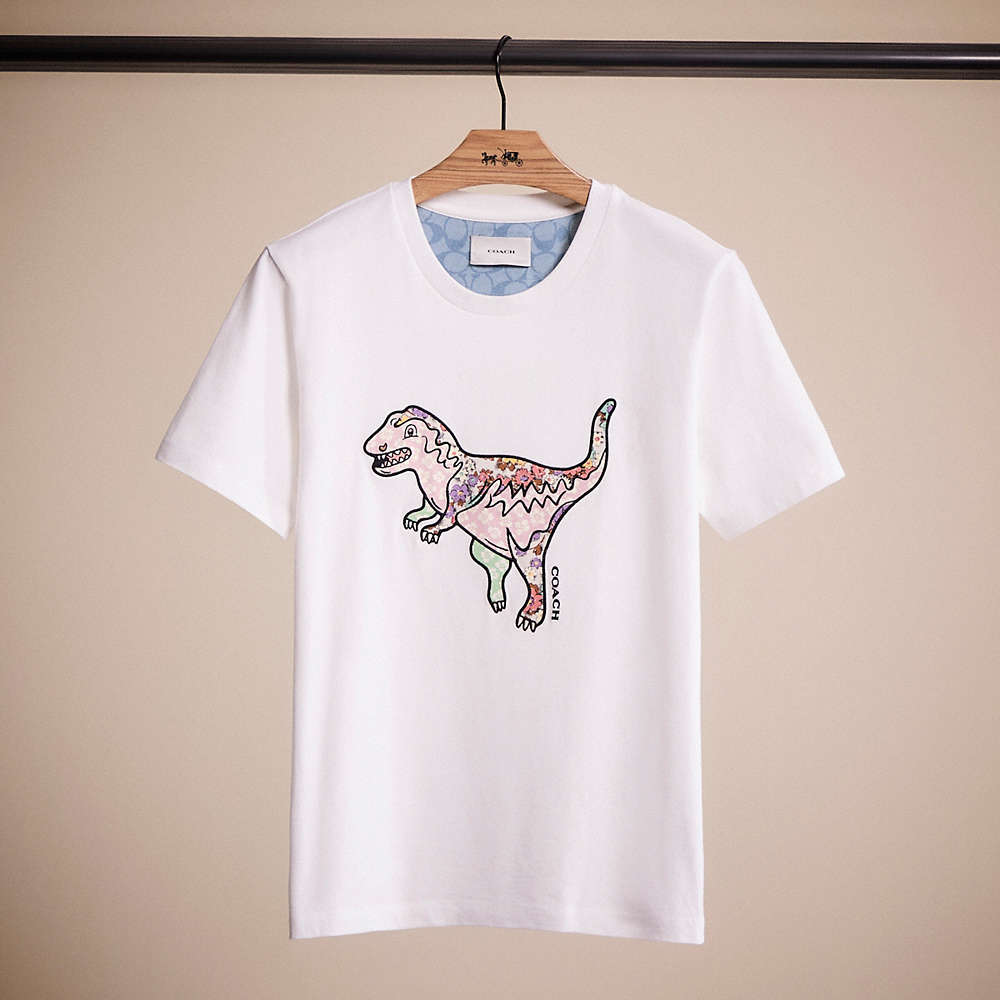 Shop Coach Restored Patchwork Rexy T Shirt In Organic Cotton In Optic White