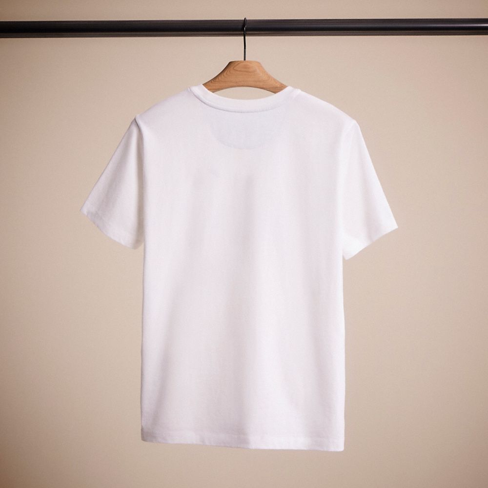 COACH®,RESTORED PATCHWORK REXY T-SHIRT IN ORGANIC COTTON,Optic White,Back View