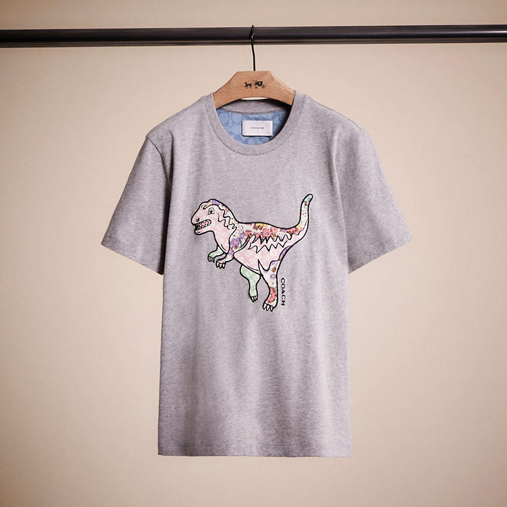 Coach Restored Patchwork Rexy T Shirt In Organic Cotton In Gray