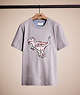 COACH®,RESTORED PATCHWORK REXY T-SHIRT IN ORGANIC COTTON,Grey,Front View