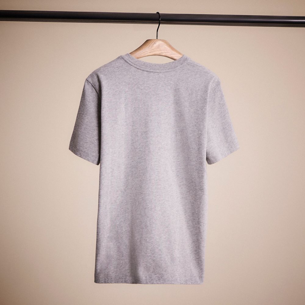 COACH®,RESTORED PATCHWORK REXY T-SHIRT IN ORGANIC COTTON,Grey,Back View