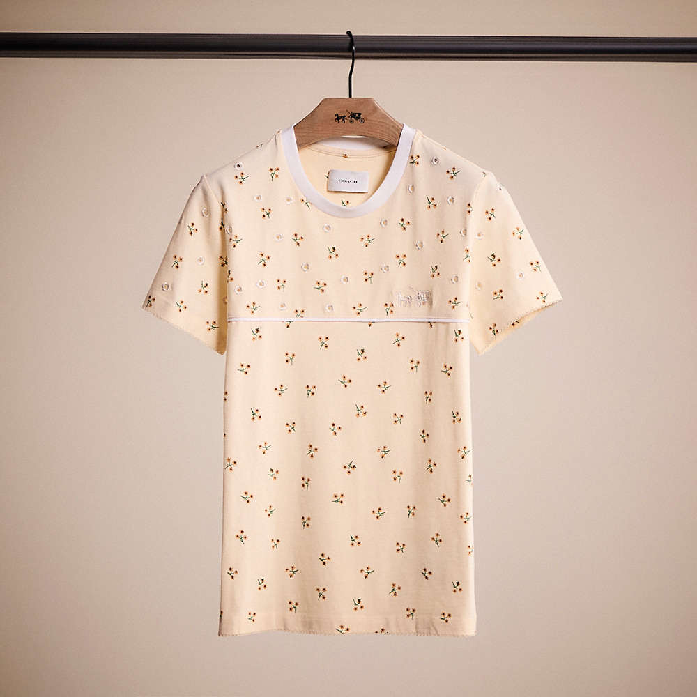 Coach Restored Ditsy Floral T Shirt In Organic Cotton In Neutral