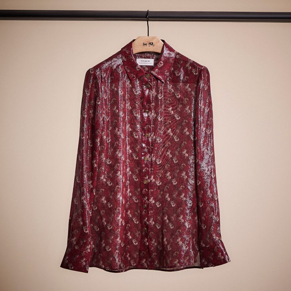 COACH®,RESTORED HORSE AND CARRIAGE PRINT SHIRT,Red,Front View