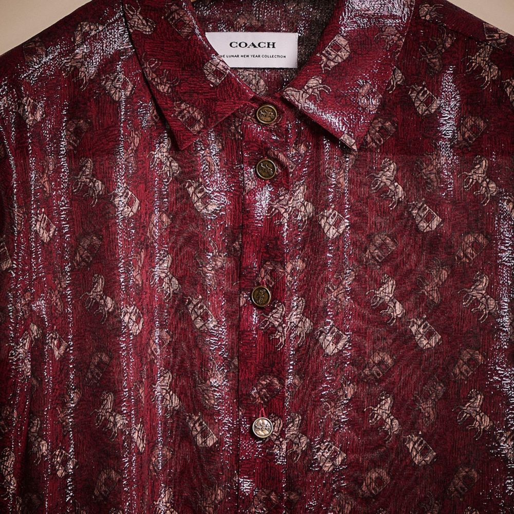COACH®,RESTORED HORSE AND CARRIAGE PRINT SHIRT,Red,Scale View