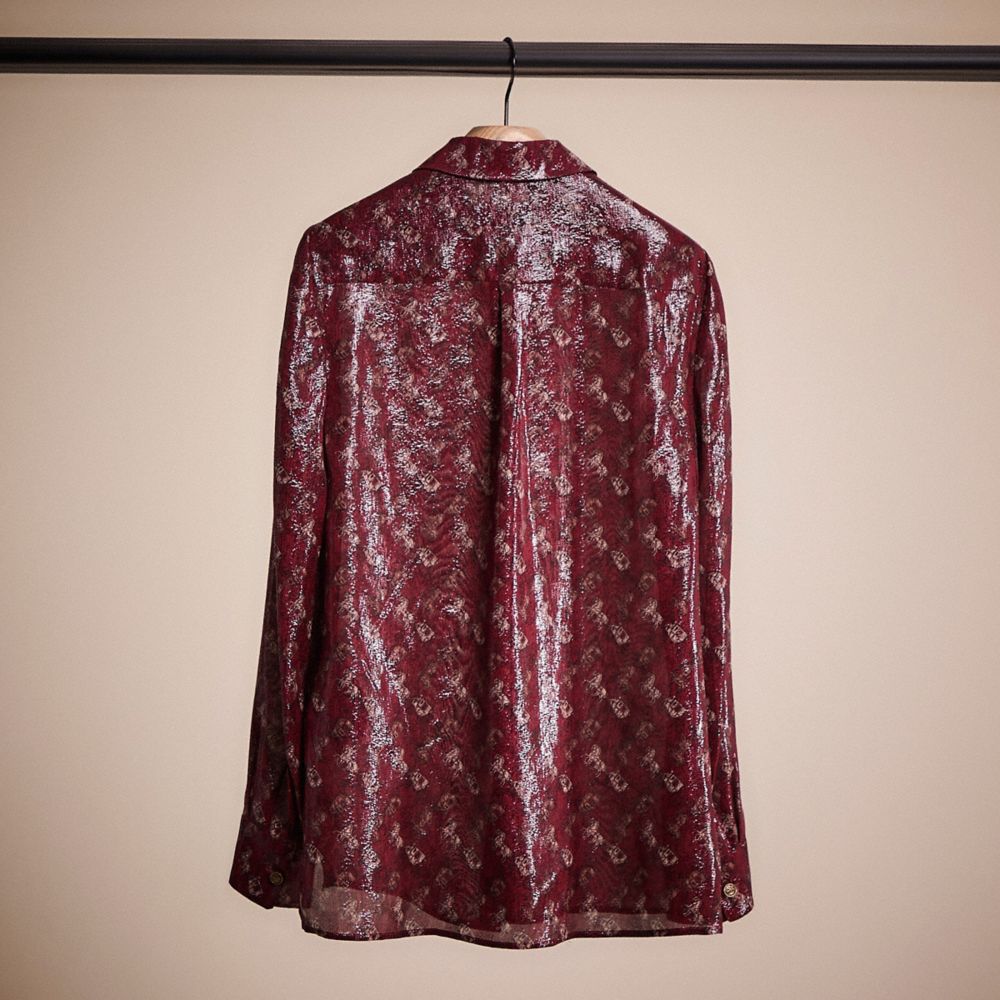 COACH®,RESTORED HORSE AND CARRIAGE PRINT SHIRT,Red,Back View