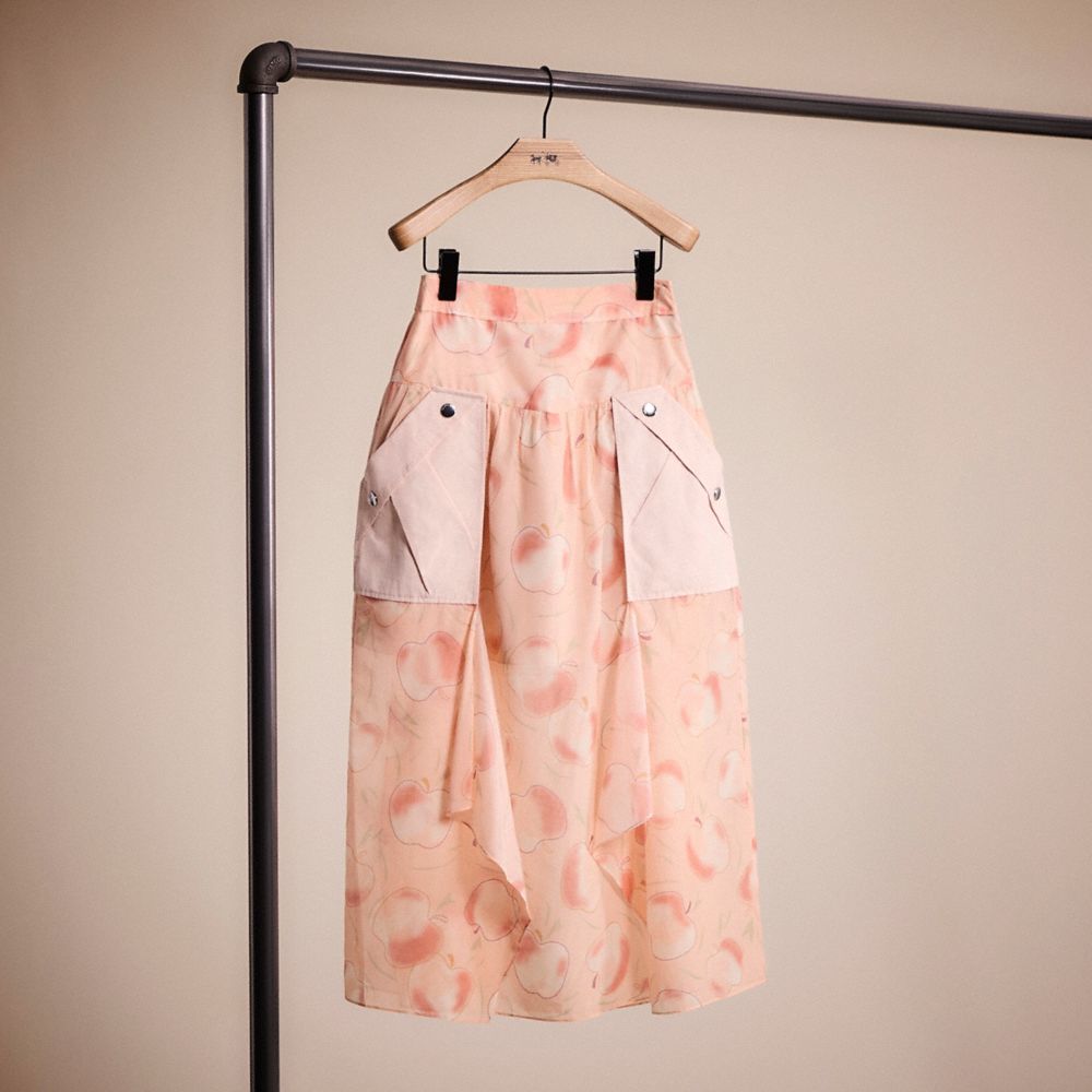 COACH®,RESTORED LONG DRAPED SKIRT WITH POCKETS,Peach,Front View
