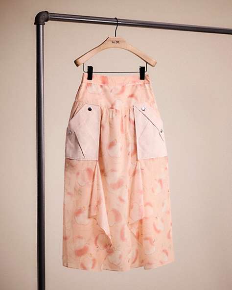 COACH®,RESTORED LONG DRAPED SKIRT WITH POCKETS,Peach,Front View