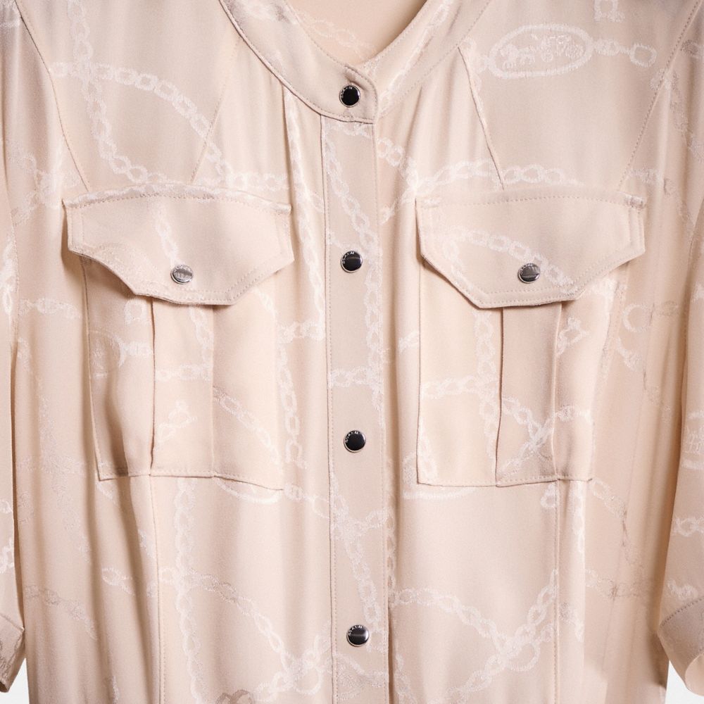 Coach Restored Jacquard Snap Front Dress In Cream