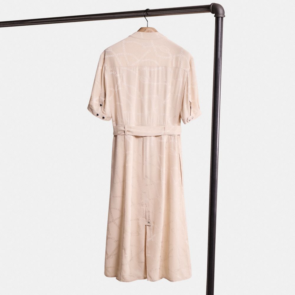 Coach Restored Jacquard Snap Front Dress In Cream