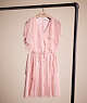 COACH®,RESTORED MINI VISCOSE PARTY DRESS,Pink/White,Front View