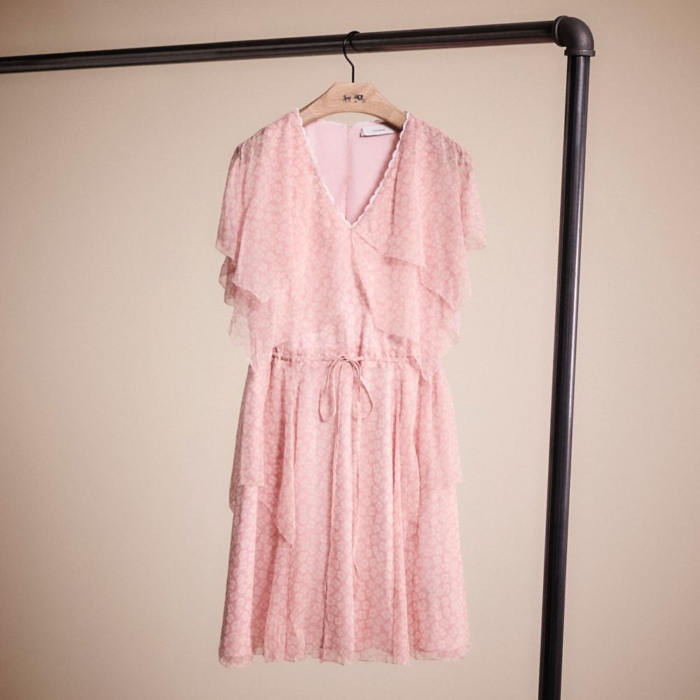 Shop Coach Restored Mini Viscose Party Dress In Pink/white