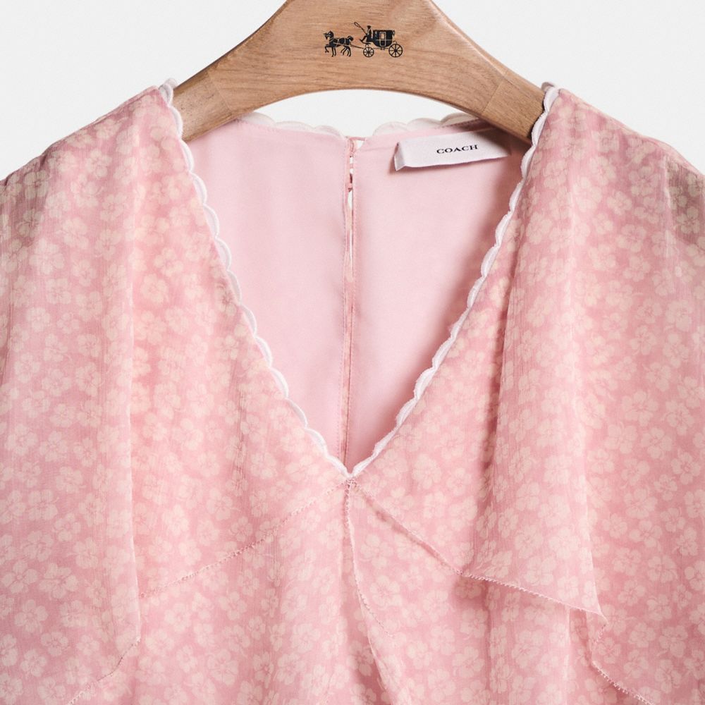 Coach Restored Mini Viscose Party Dress In Pink/white