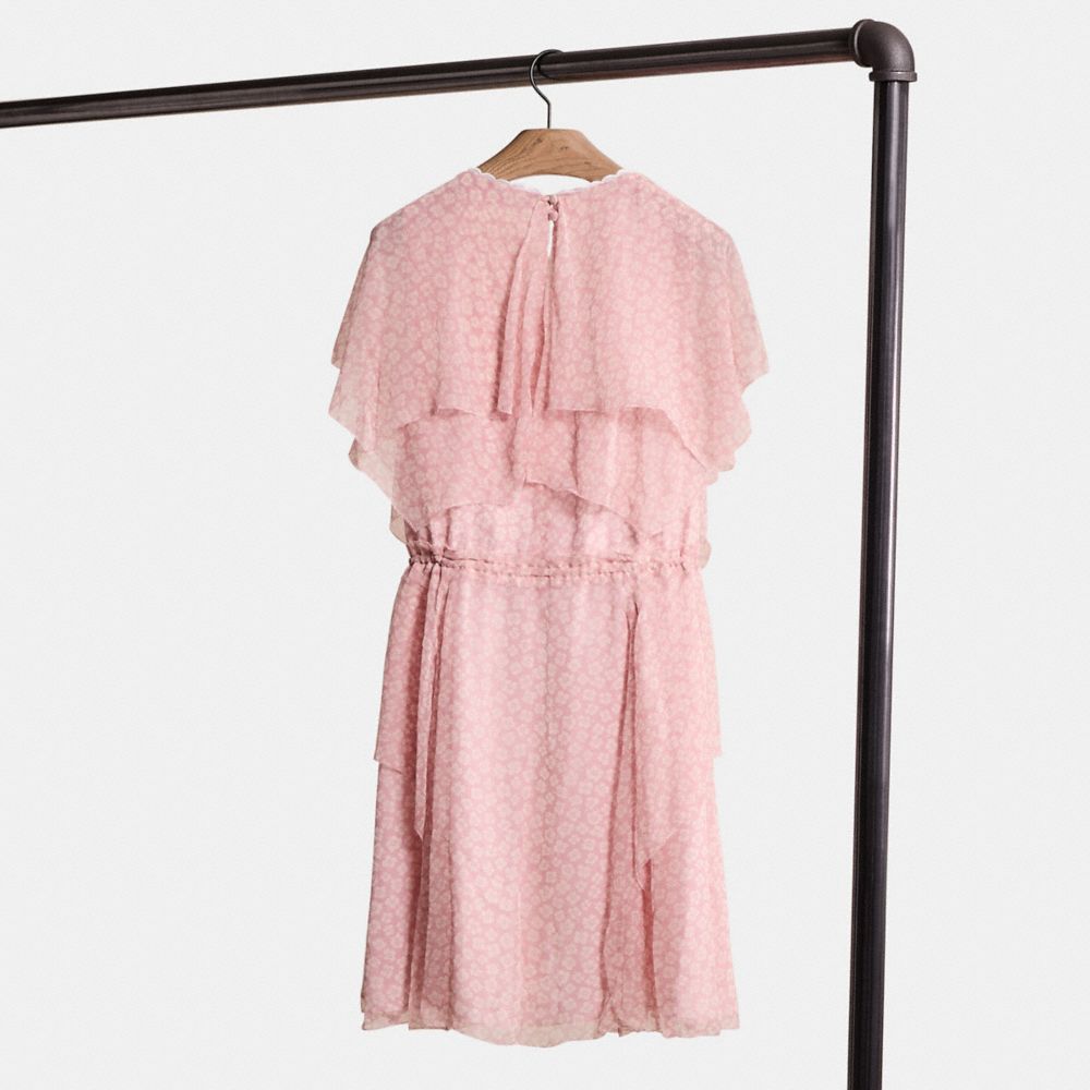 COACH®,RESTORED MINI VISCOSE PARTY DRESS,Pink/White,Back View