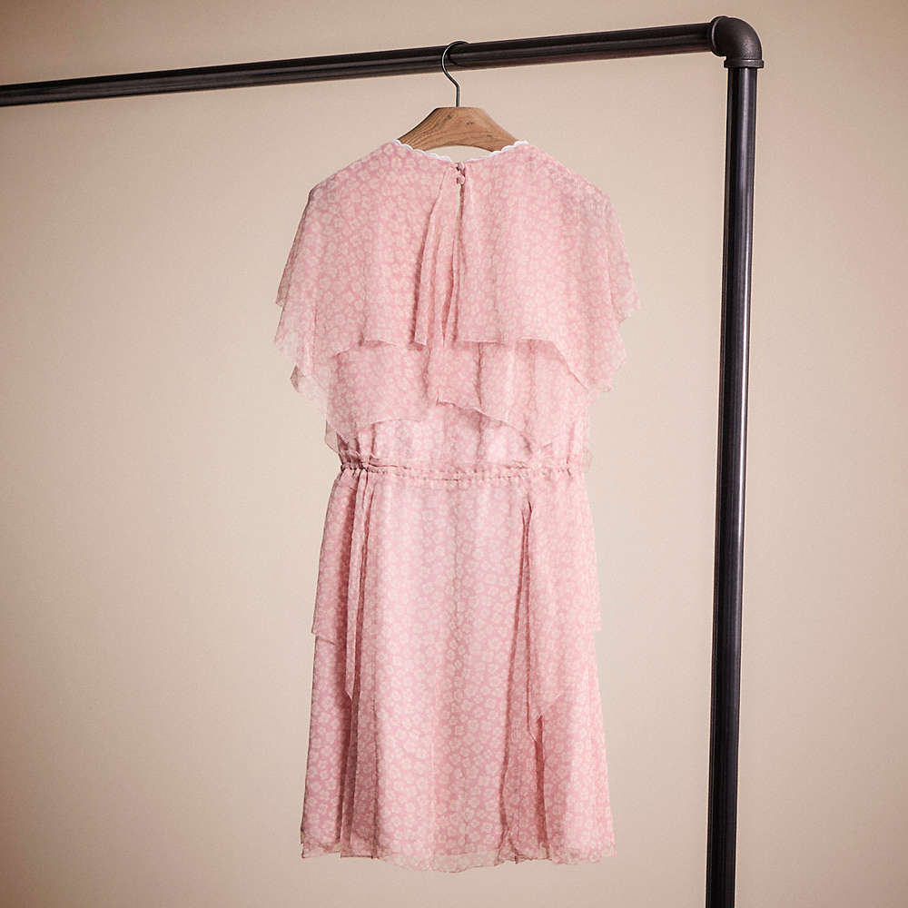 Shop Coach Restored Mini Viscose Party Dress In Pink/white