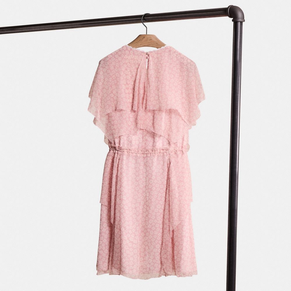 Coach Restored Mini Viscose Party Dress In Pink/white