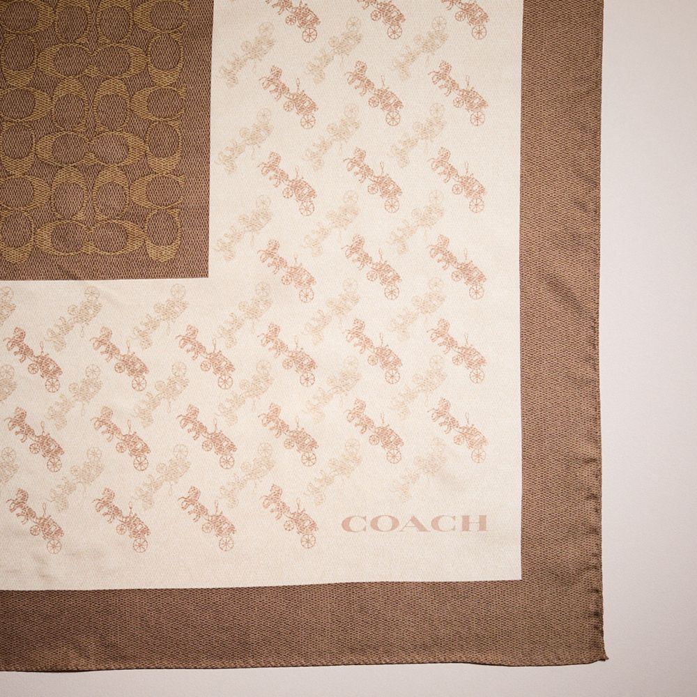 COACH®,RESTORED HORSE AND CARRIAGE PRINT SILK SQUARE SCARF,Neutral,Closer View