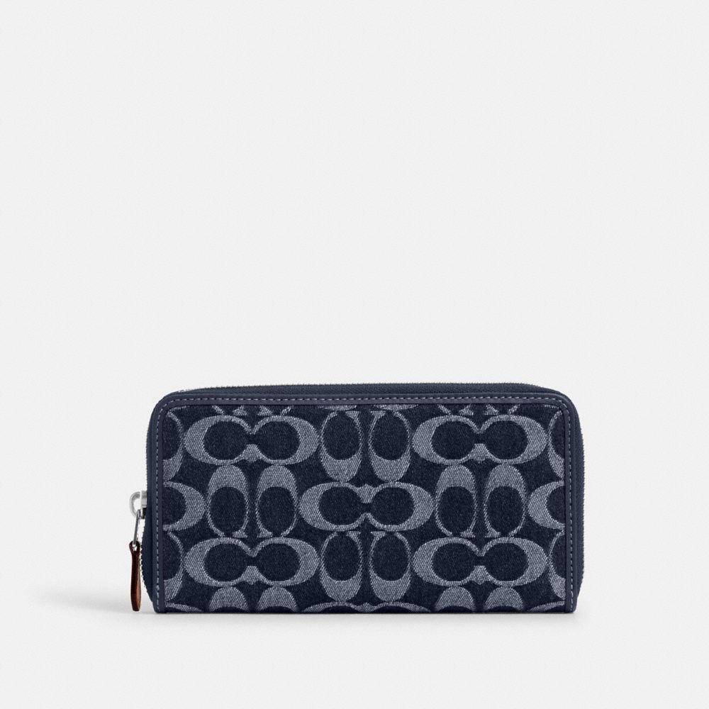 COACH®,Accordion Wallet In Signature Denim,,Front View