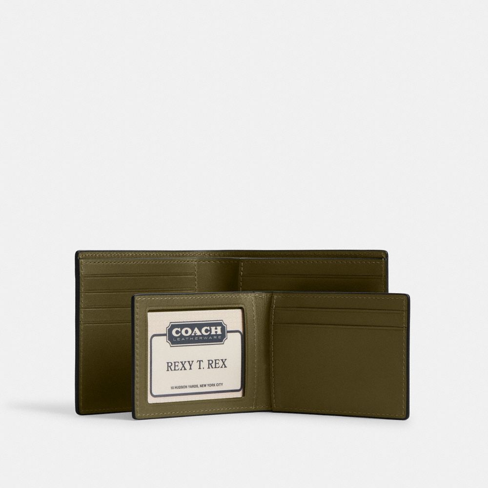 COACH®,3-In-1 Wallet,Leather,Bi Fold,Logo,Casual,Olive,Interior View