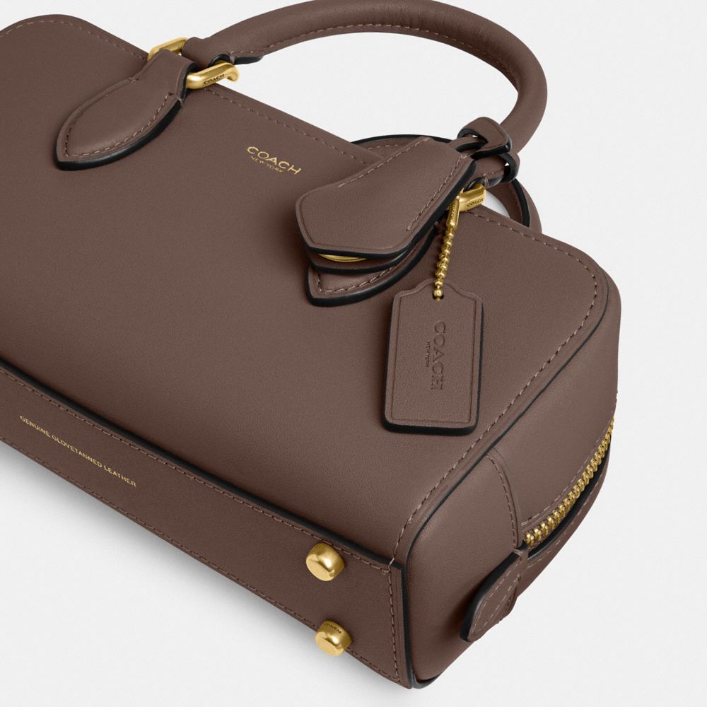 COACH®,Bowery Satchel 22,Leather,Crossbody,Logo,Brass,Work,Brown,Outsole View