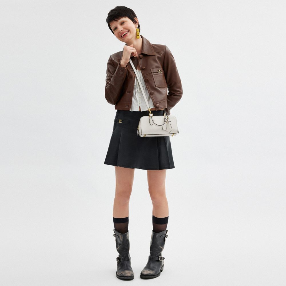 Coach Bowery Satchel 22 In Brass/chalk