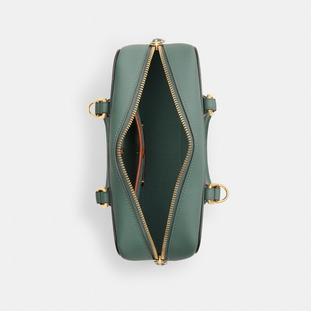 COACH®,Bowery Satchel 22,Leather,Crossbody,Logo,Brass,Work,,Inside View,Top View