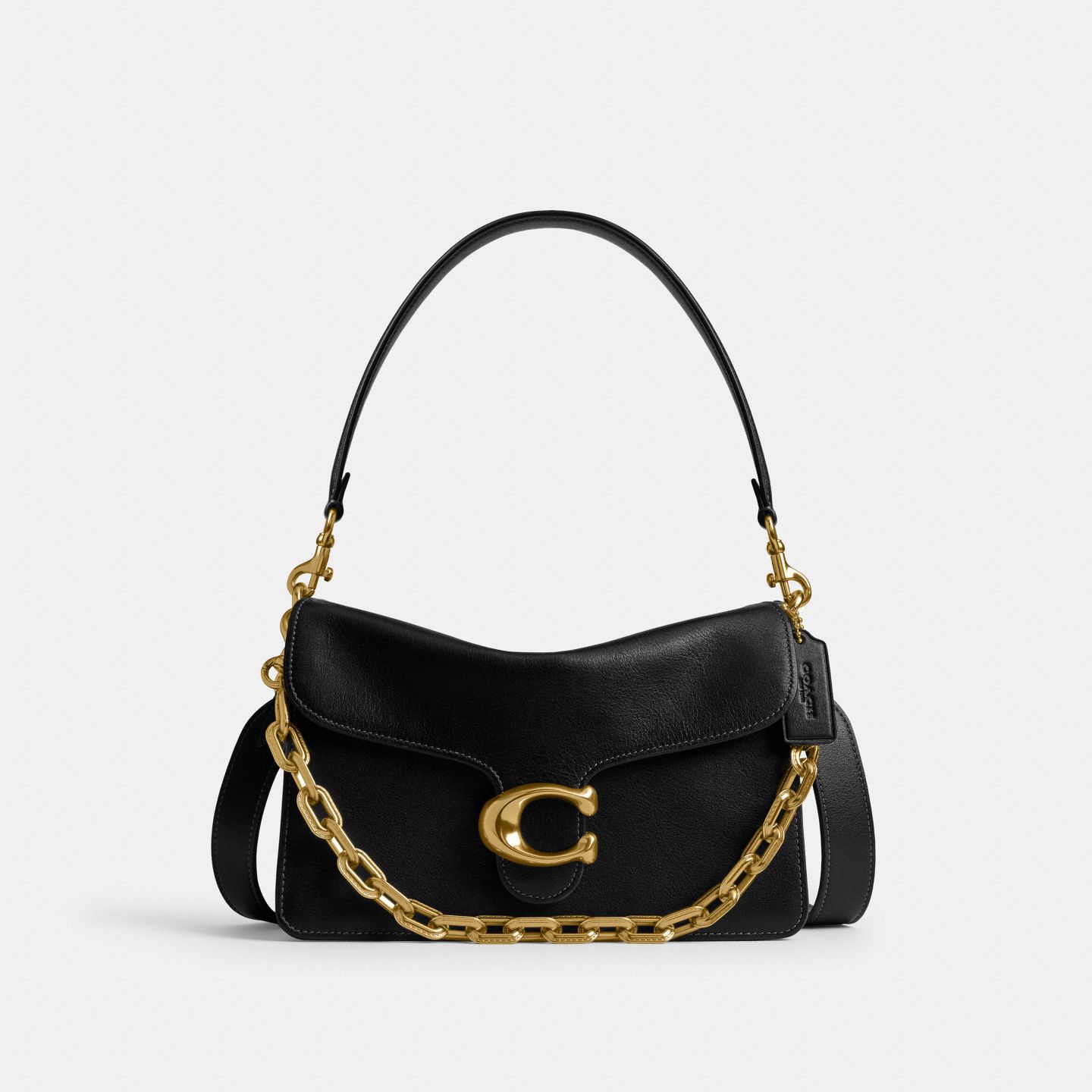 Женская сумка Coach Chain Tabby Shoulder, цвет: Латунный / Чёрный — фото 1