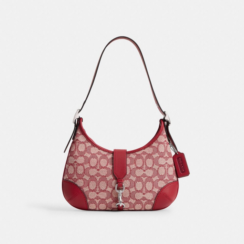 Silver Ruby Ivory Hamptons Hobo Bag In Signature Textile Jacquard