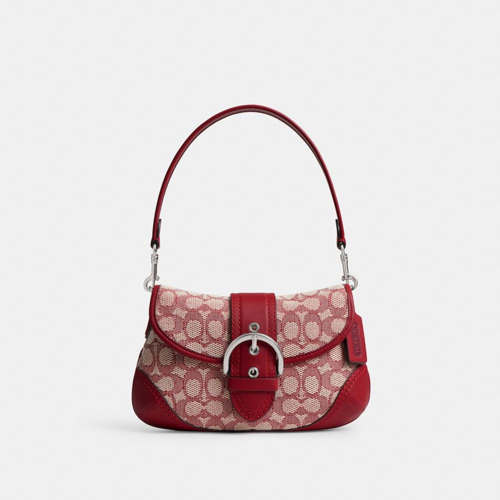 Silver Ruby Ivory Soho Flap Bag In Signature Textile Jacquard