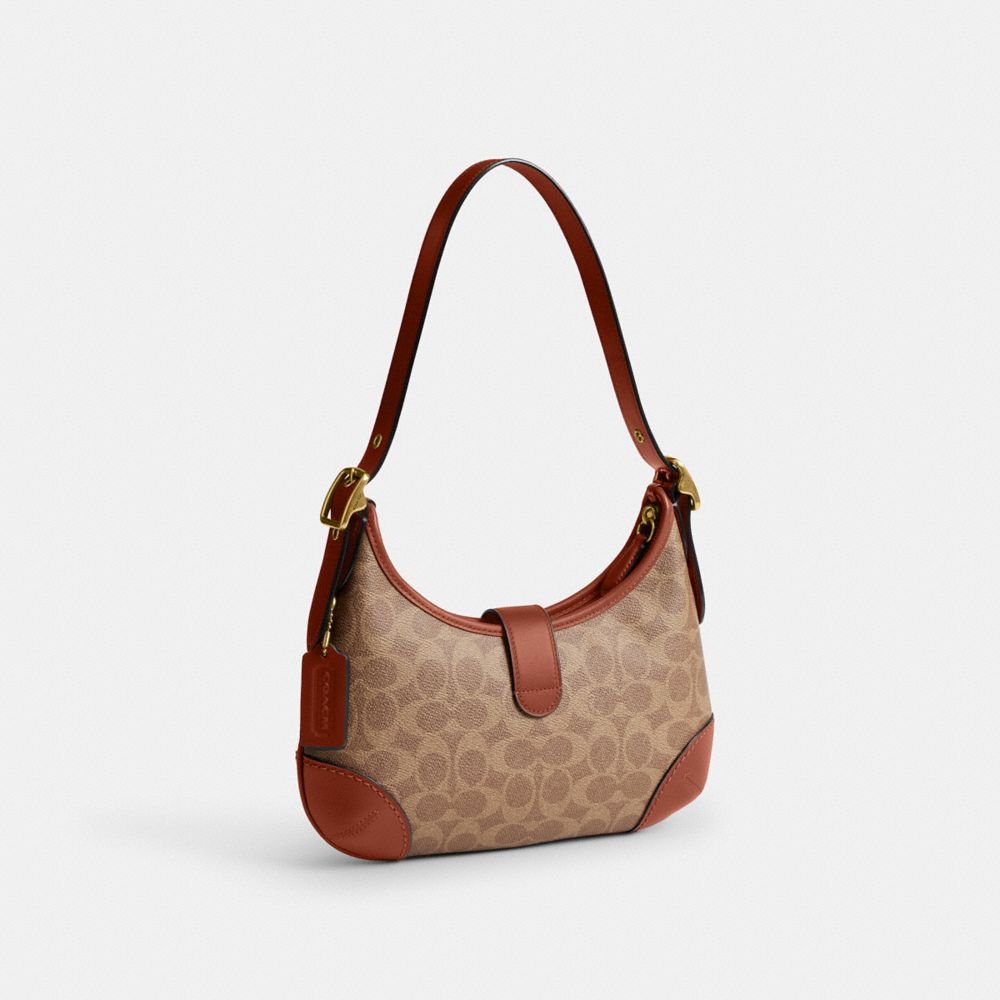 COACH®,Hamptons Hobo Bag In Signature Canvas,,Angle View