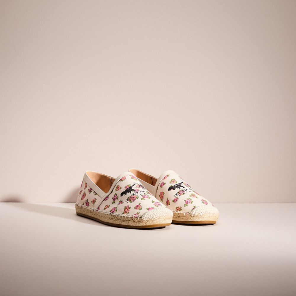 COACH®,RESTORED CASEY ESPADRILLE WITH MINI VINTAGE ROSE PRINT,Chalk,Angle View