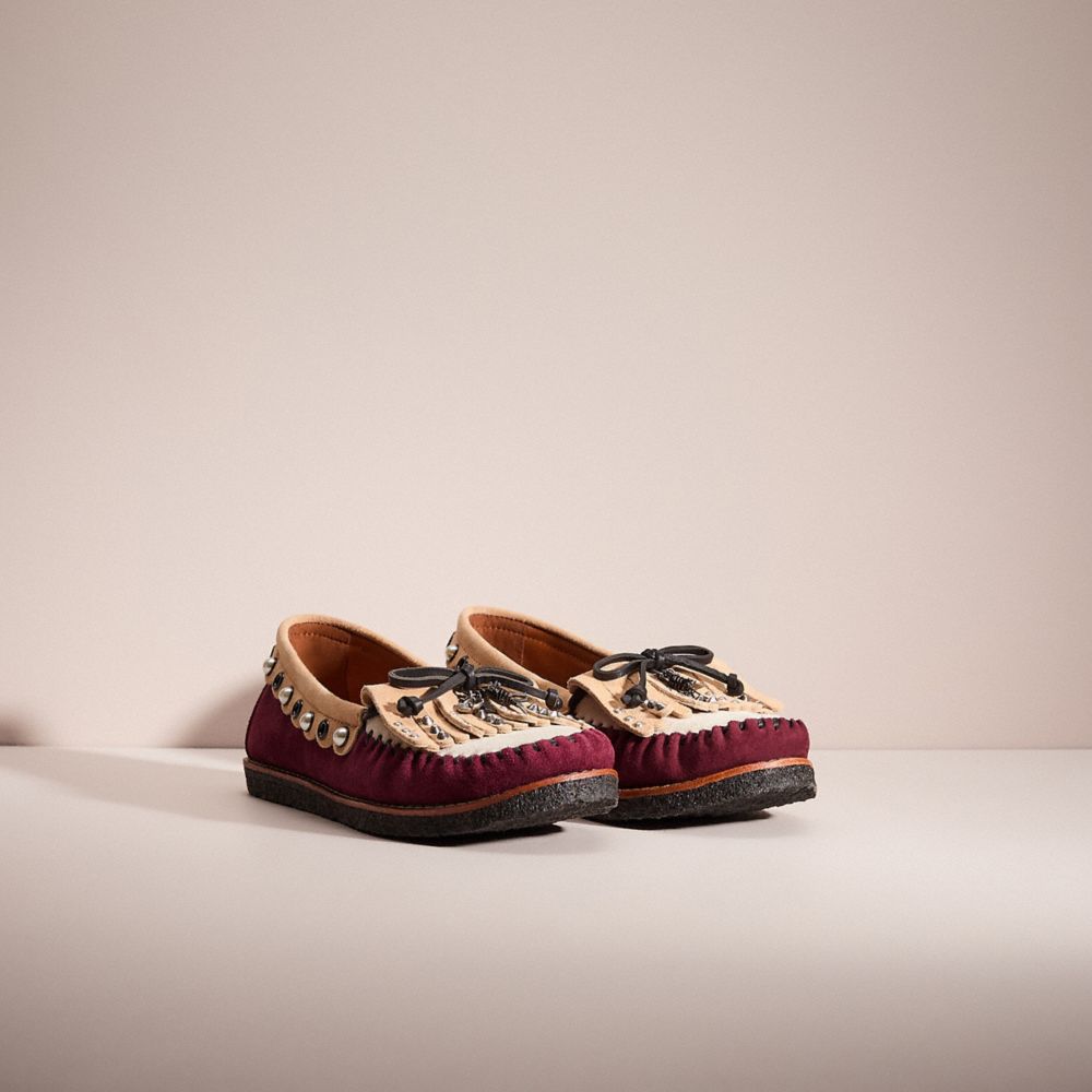 COACH®,RESTORED ROCCASIN SLIP ON,Wine Beechwood,Angle View